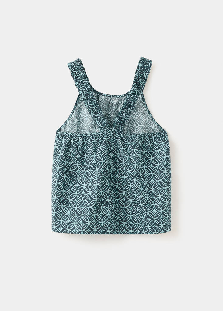 Printed cotton blouse — Navy