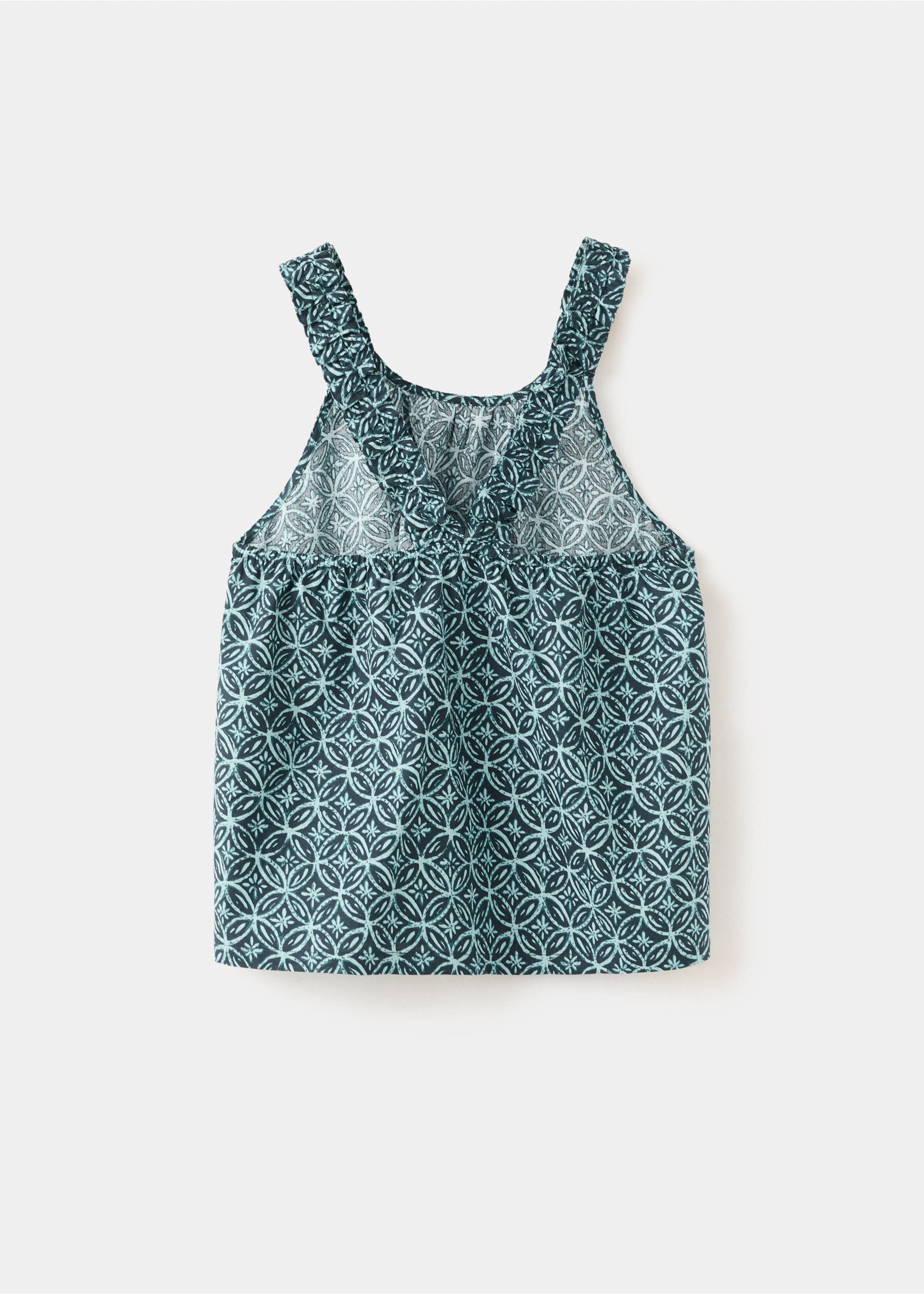 Blusa algodón estampada - Reverso del artículo, Azul marino. Ref: 27065994-00.