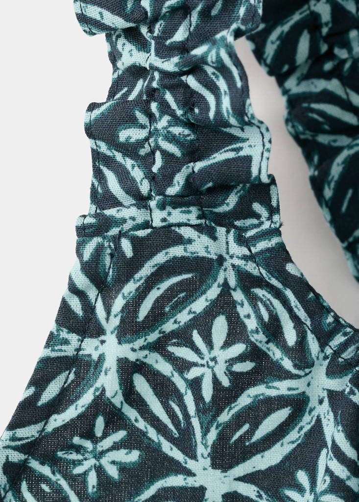Printed cotton blouse — Navy