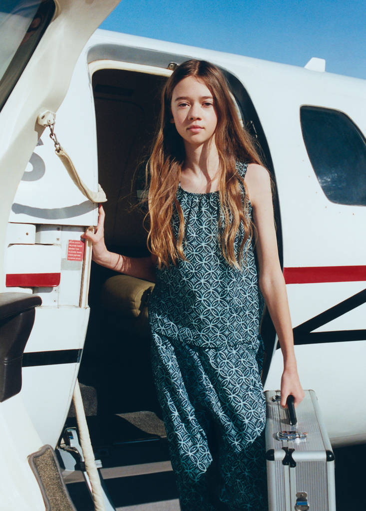 Printed cotton blouse — Navy
