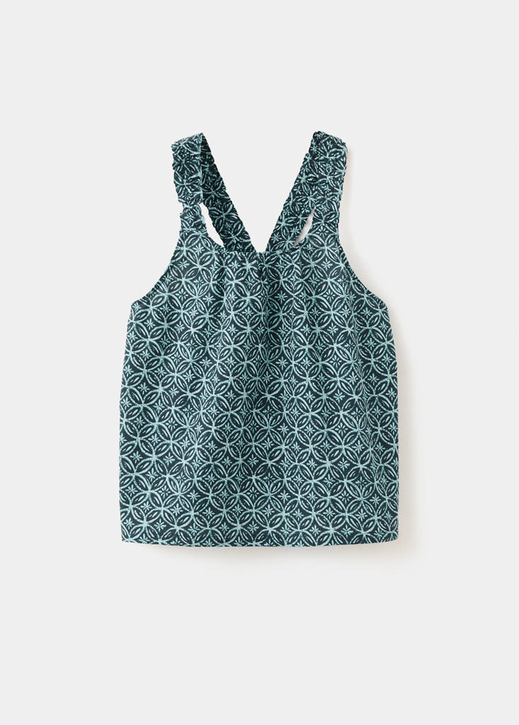 Printed cotton blouse — Navy