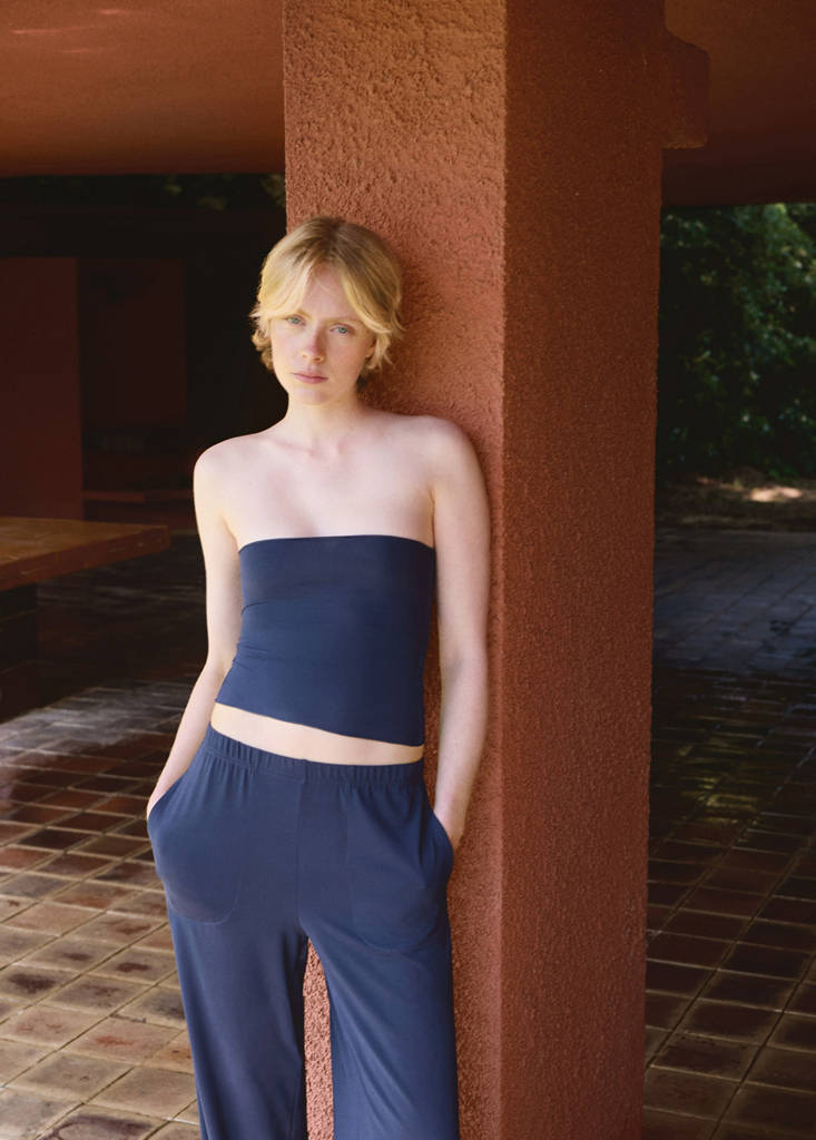 Fitted bandeau top — Blue
