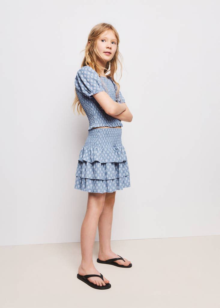 Printed ruffle skirt — Blue