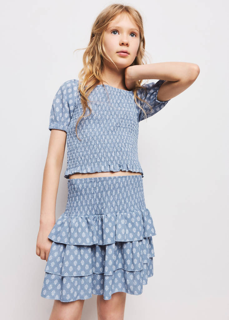 Printed ruffle skirt — Blue
