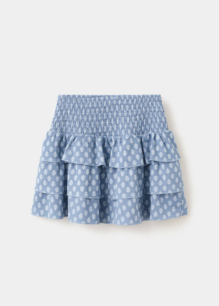 Printed ruffle skirt — Blue