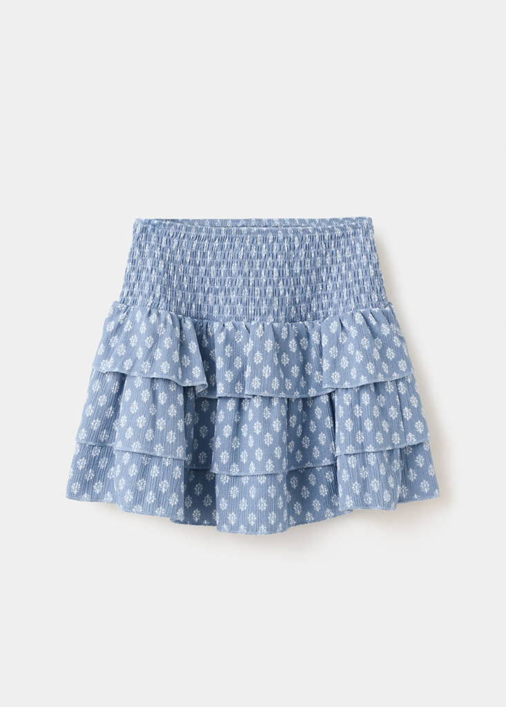 Printed ruffle skirt — Blue
