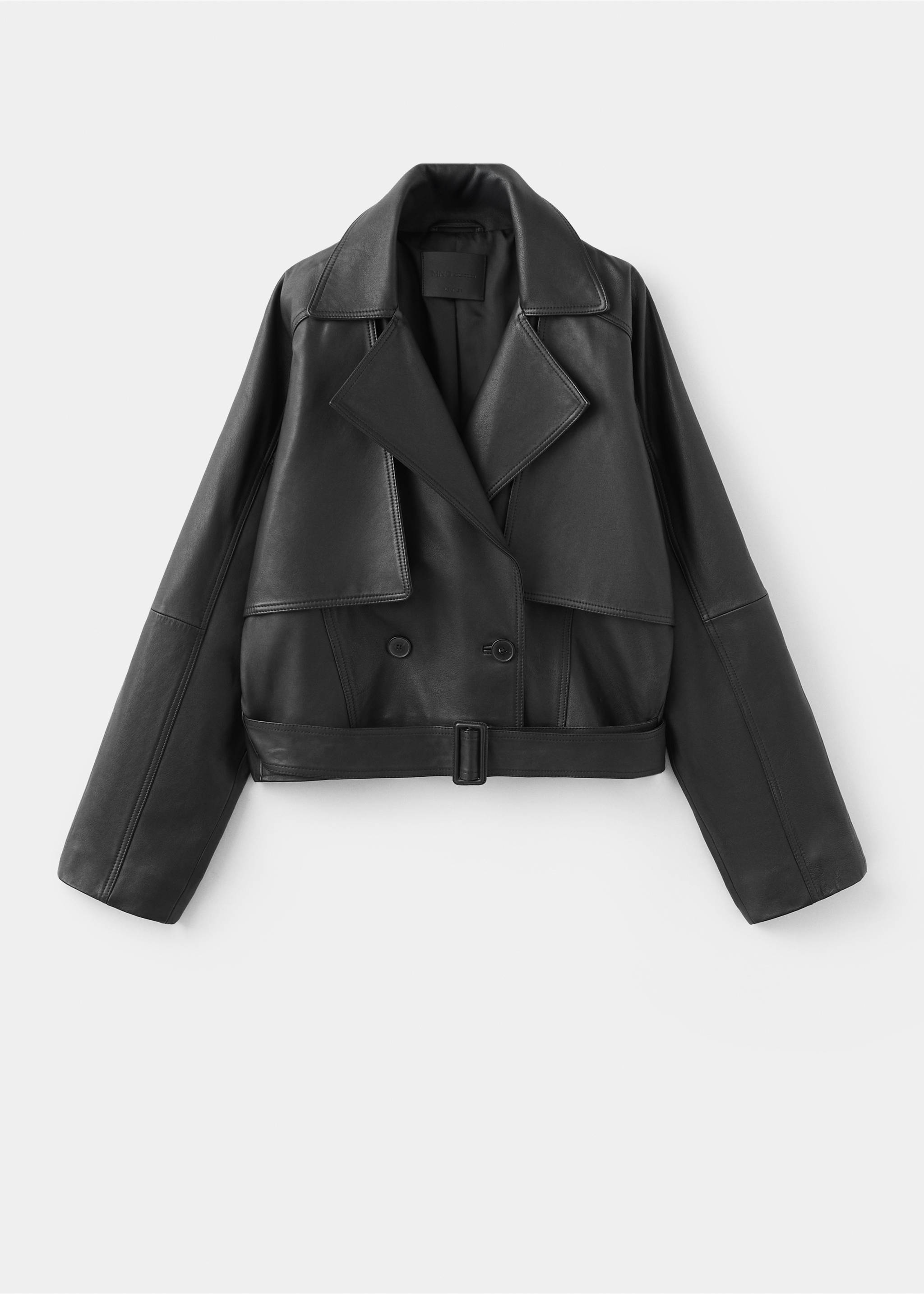 Veste cuir ceinture - Article sans modèle, Noir. Ref: 27065997-00.