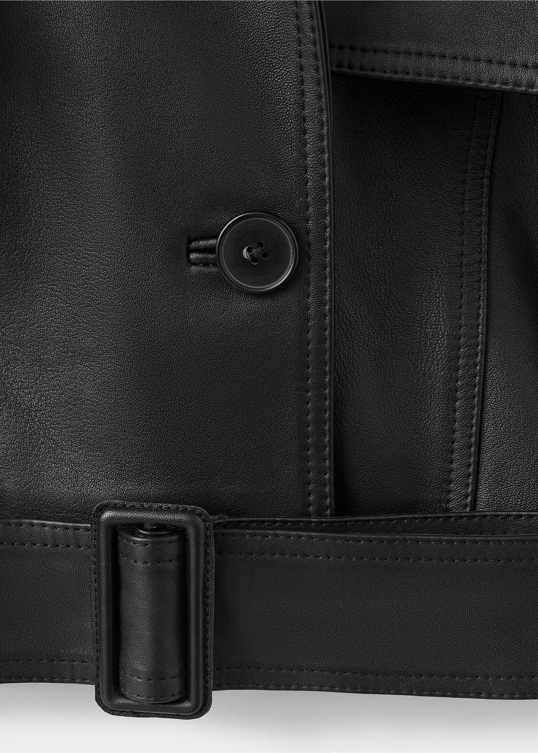 Veste cuir ceinture - Détail de l'article 0, Noir. Ref: 27065997-00.