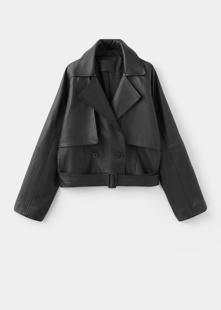 Leather jacket belt — Black