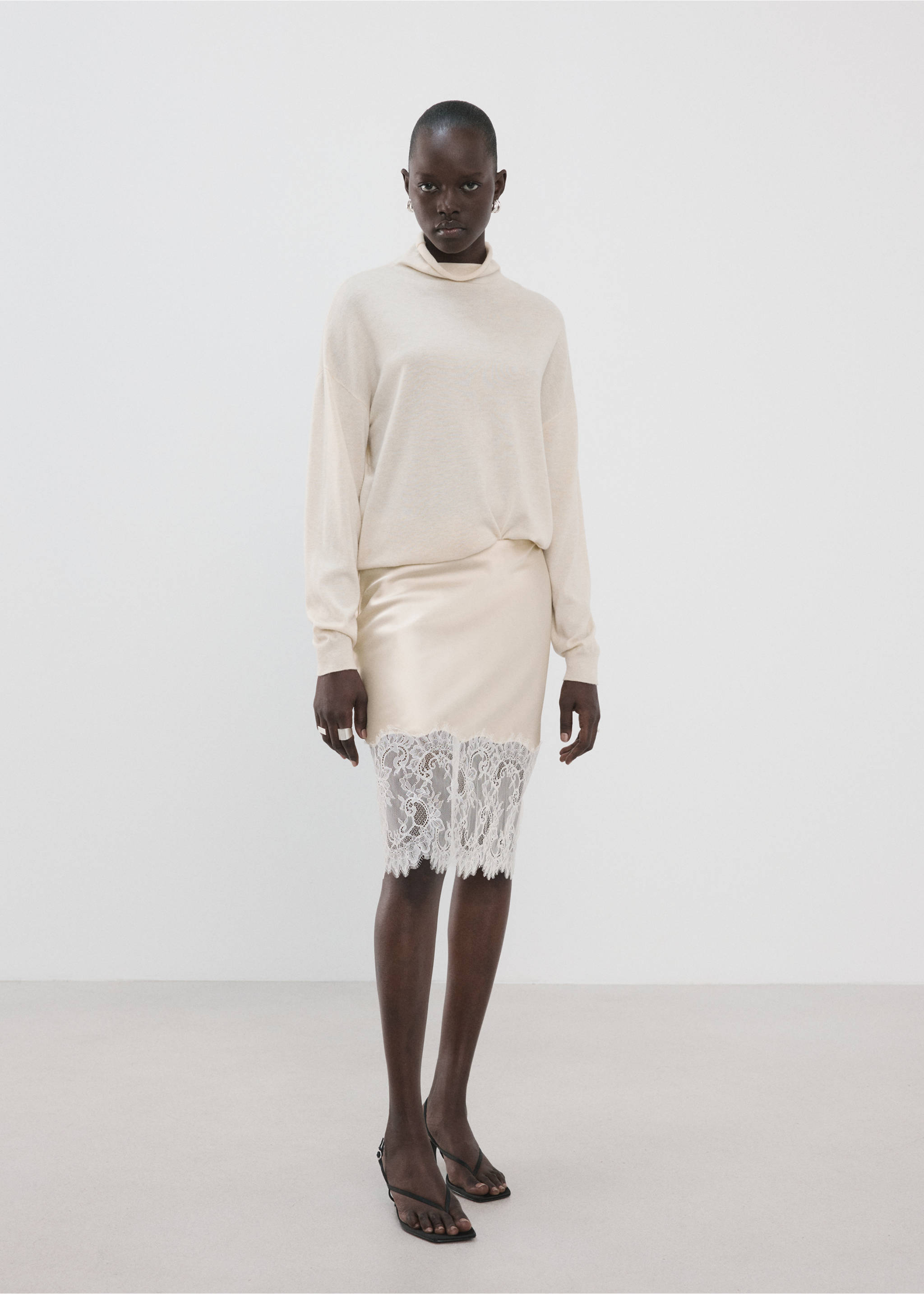 Jupe lingerie en dentelle - Plan général, Beige. Ref: 27065999-00.