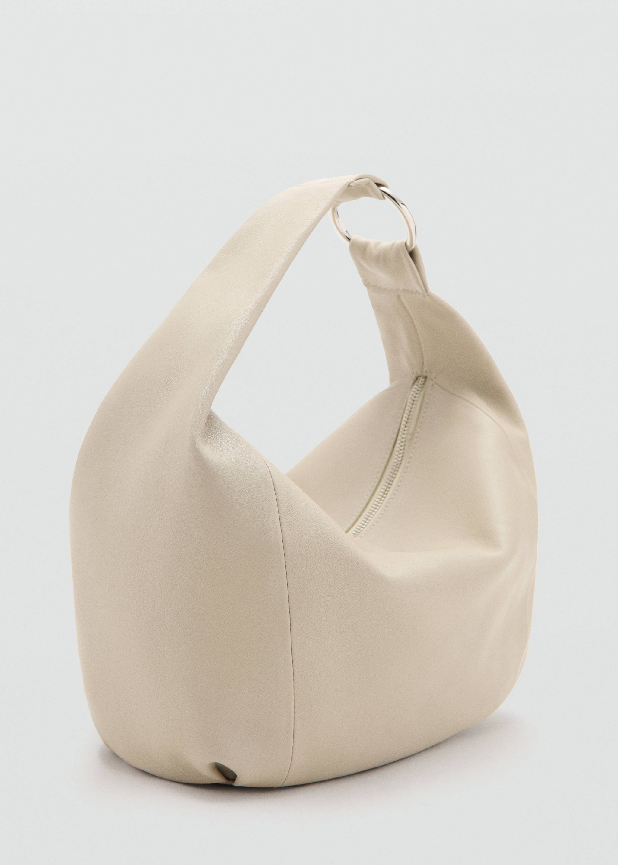 Ring detail leather drawstring bag - Medium plane