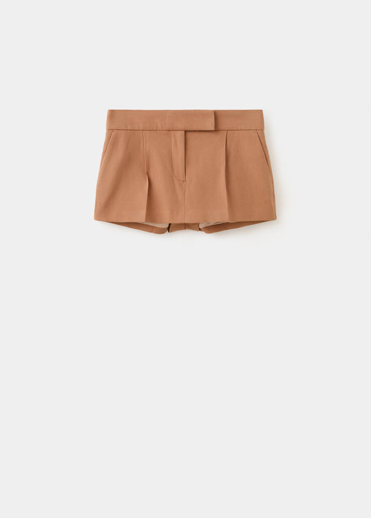 Mini-skirt with pleats — Nude