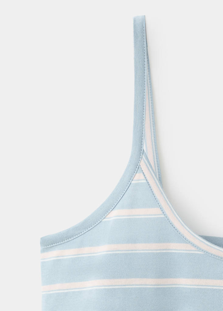 Striped cotton nightdress — Blue
