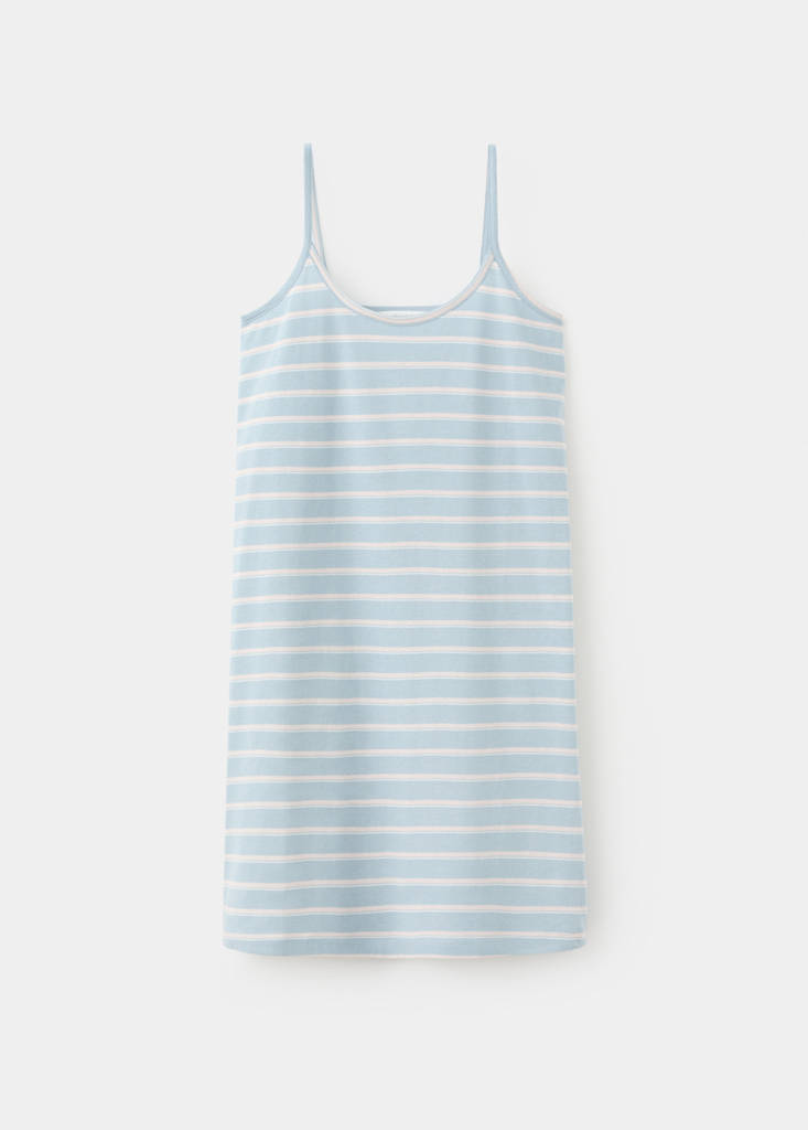 Striped cotton nightdress — Blue