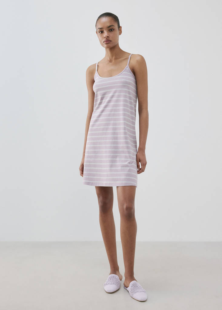 Striped cotton nightdress — Purple