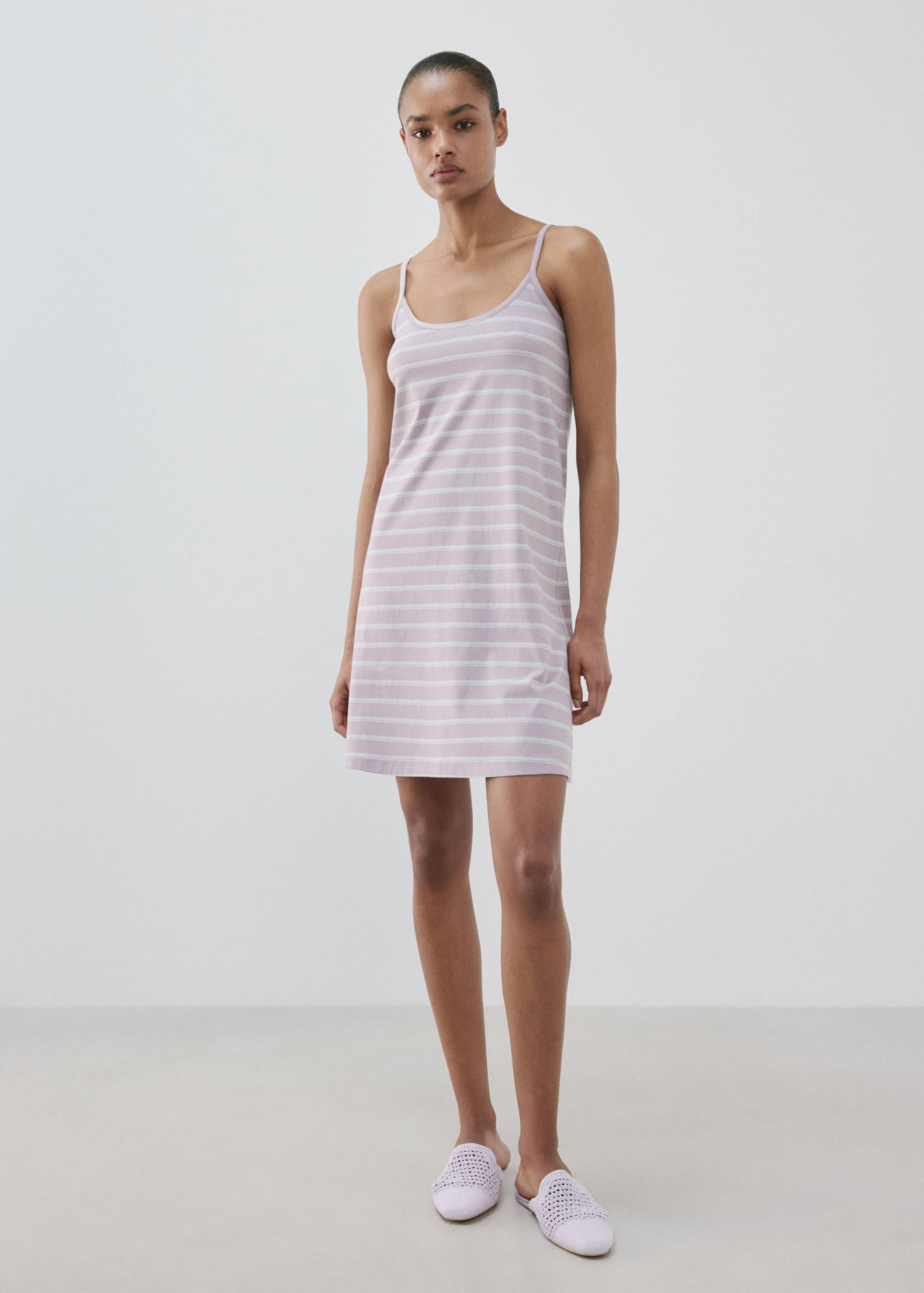 Striped cotton nightdress - General plane
