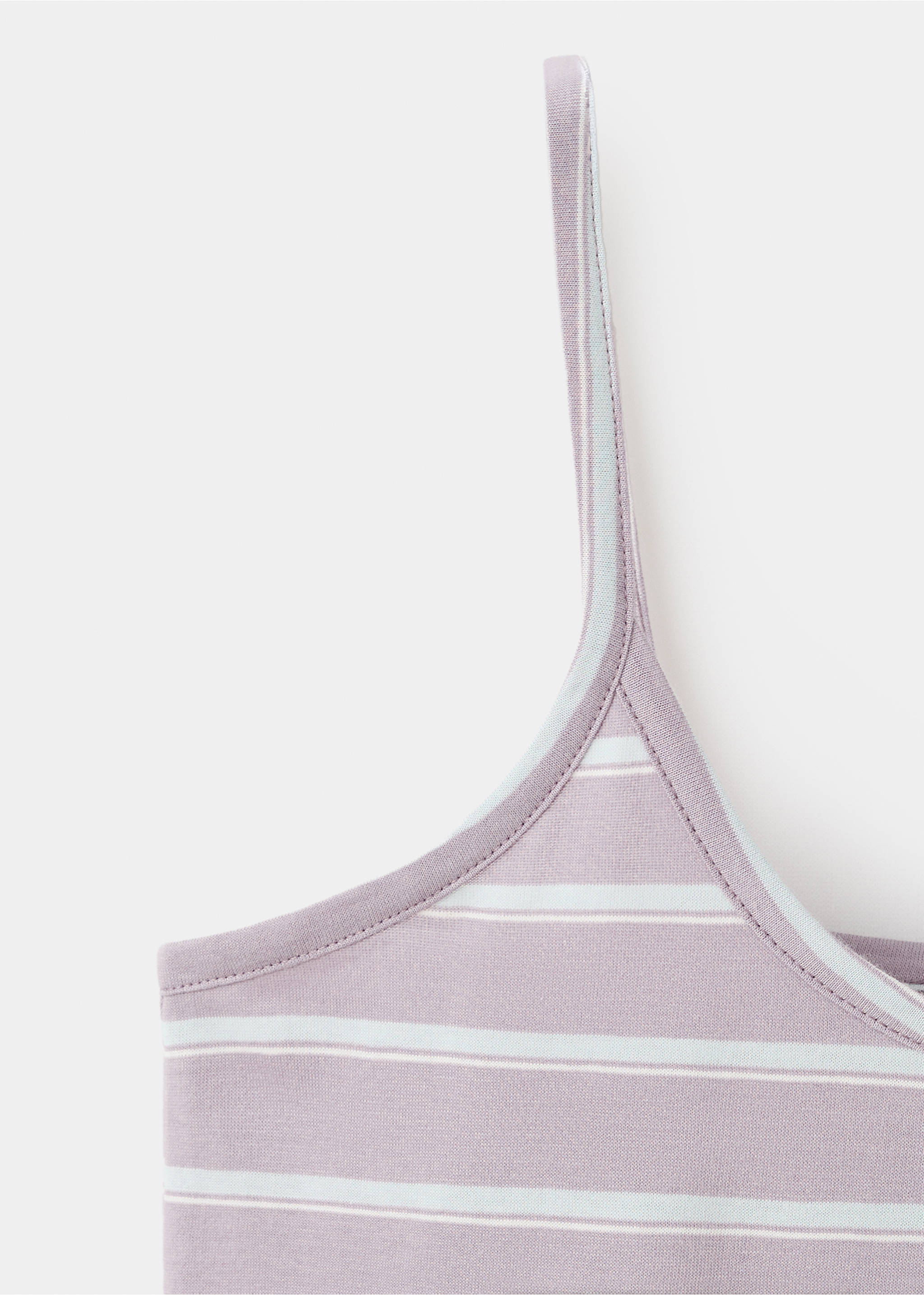 Striped cotton nightdress - Details of the article 8, Purple. Ref: 27066002-00.
