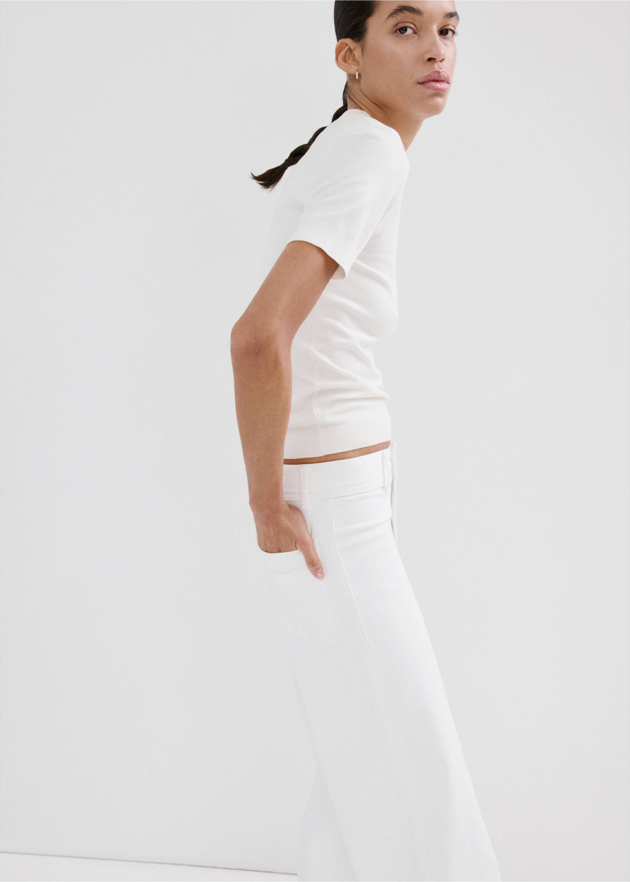 Catherin culotte high-rise jeans - Details of the article 1, White. Ref: 27066337-00.