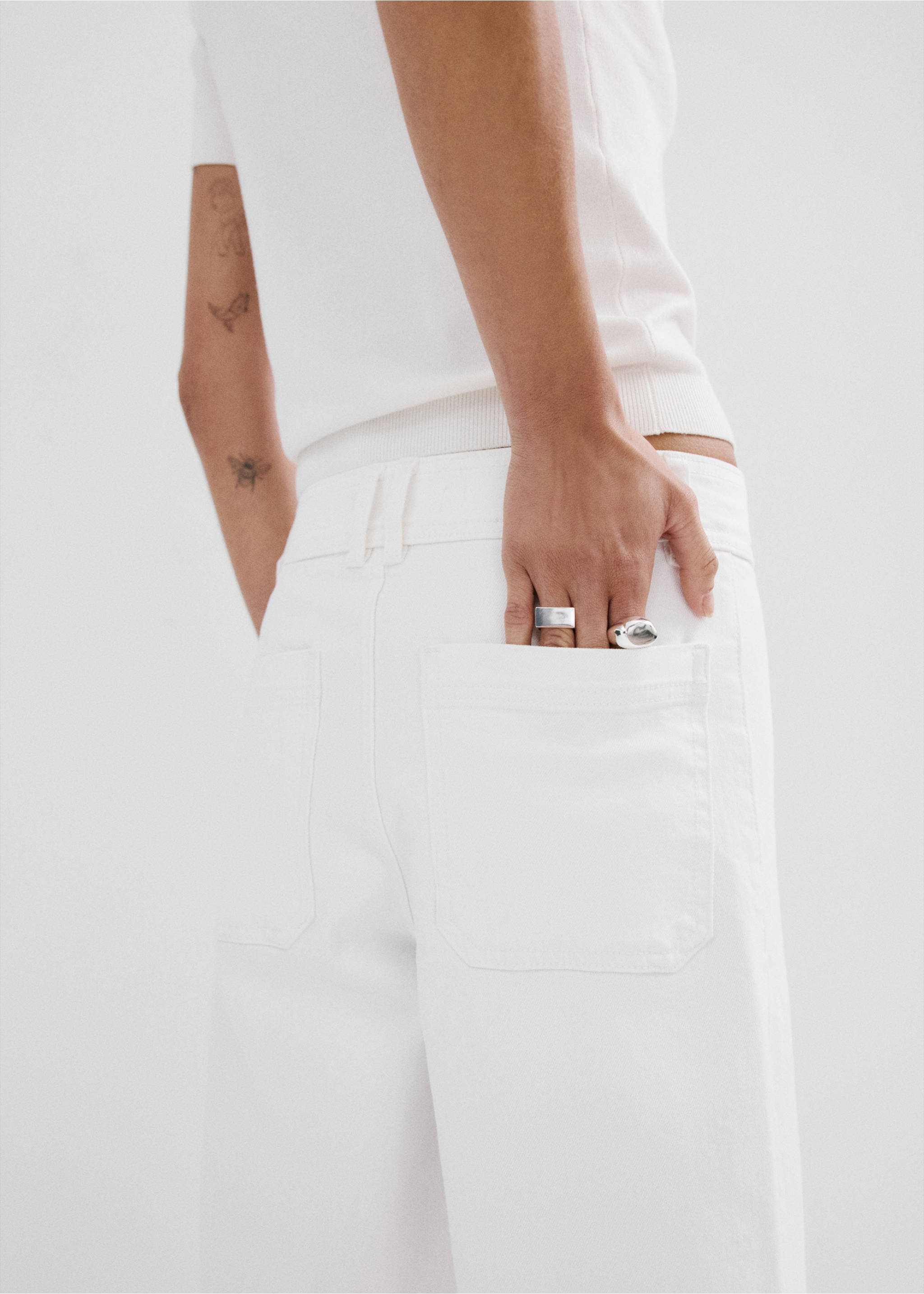 Catherin culotte high-rise jeans - Details of the article 6, White. Ref: 27066337-00.
