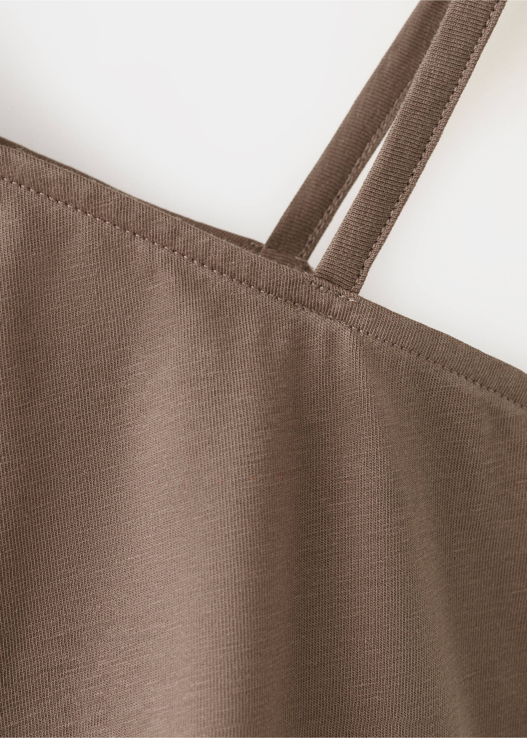 Asymmetric embroidered T-shirt - Details of the article 8, Brown. Ref: 27066338-00.