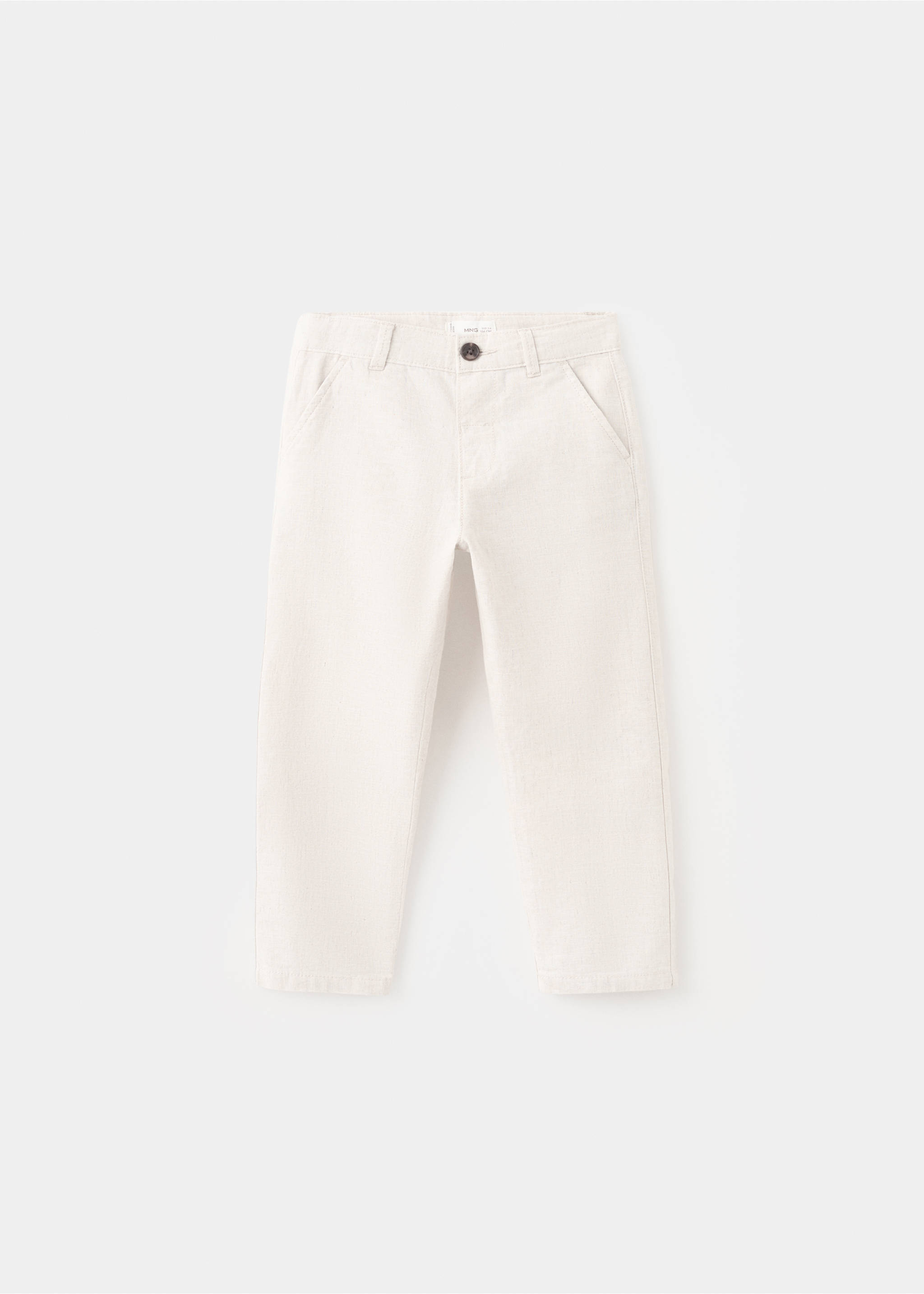 Straight linen-blend trousers - Article without model, Sand. Ref: 27066339-00.