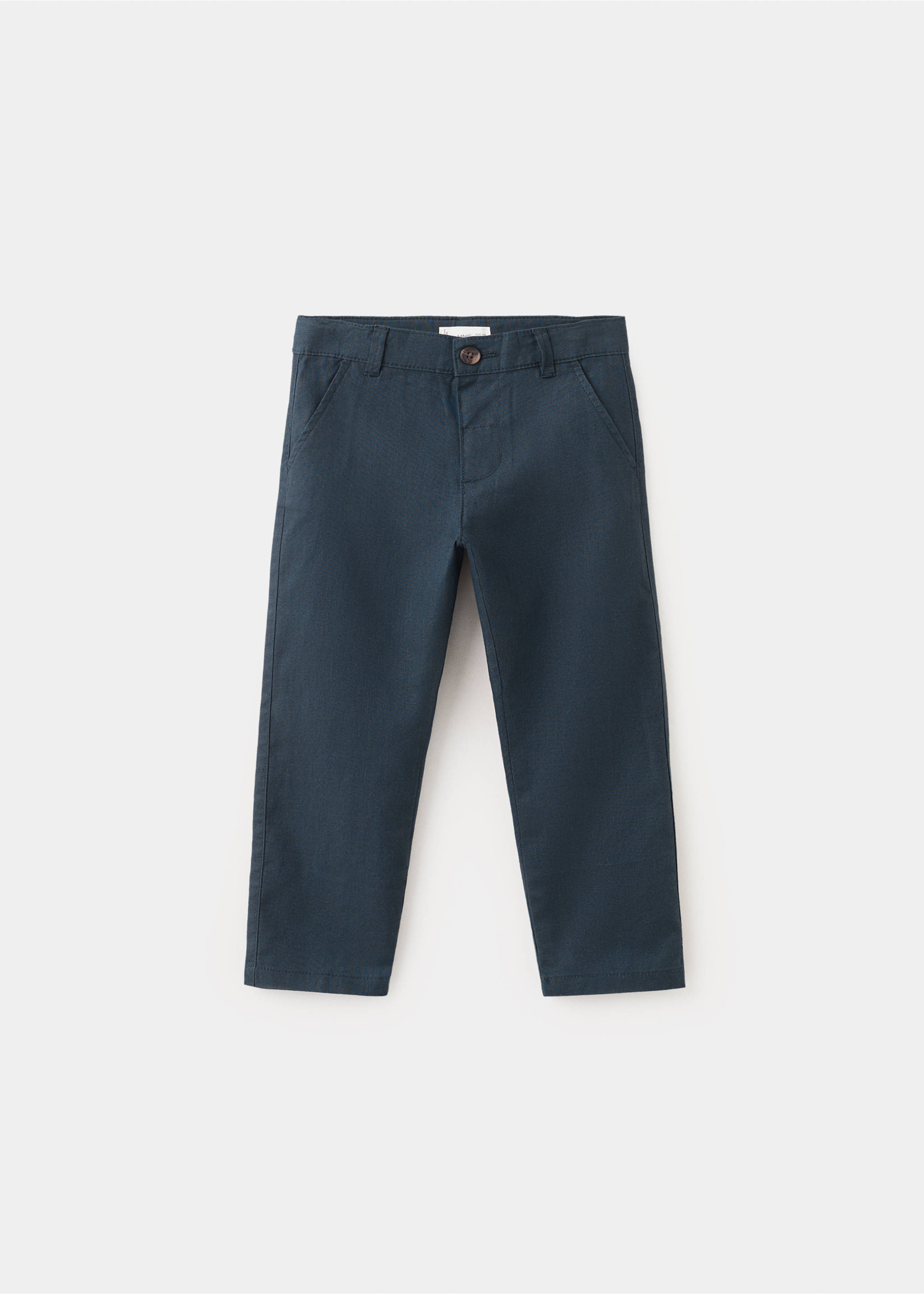 Straight linen-blend trousers - Article without model, Navy. Ref: 27066339-00.