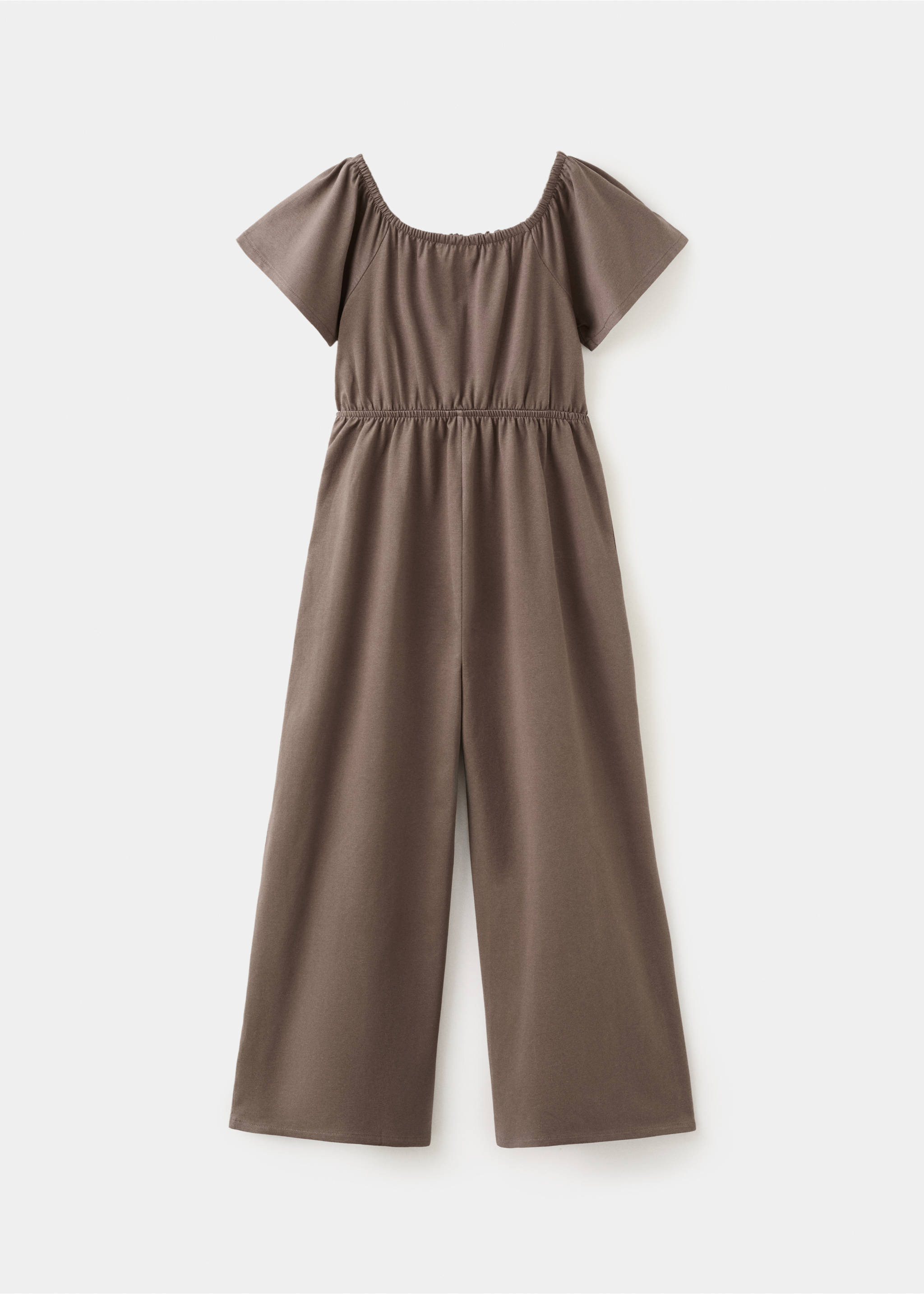 Long jumpsuit with embroidered details - Reverse of the article, Brown. Ref: 27066340-00.