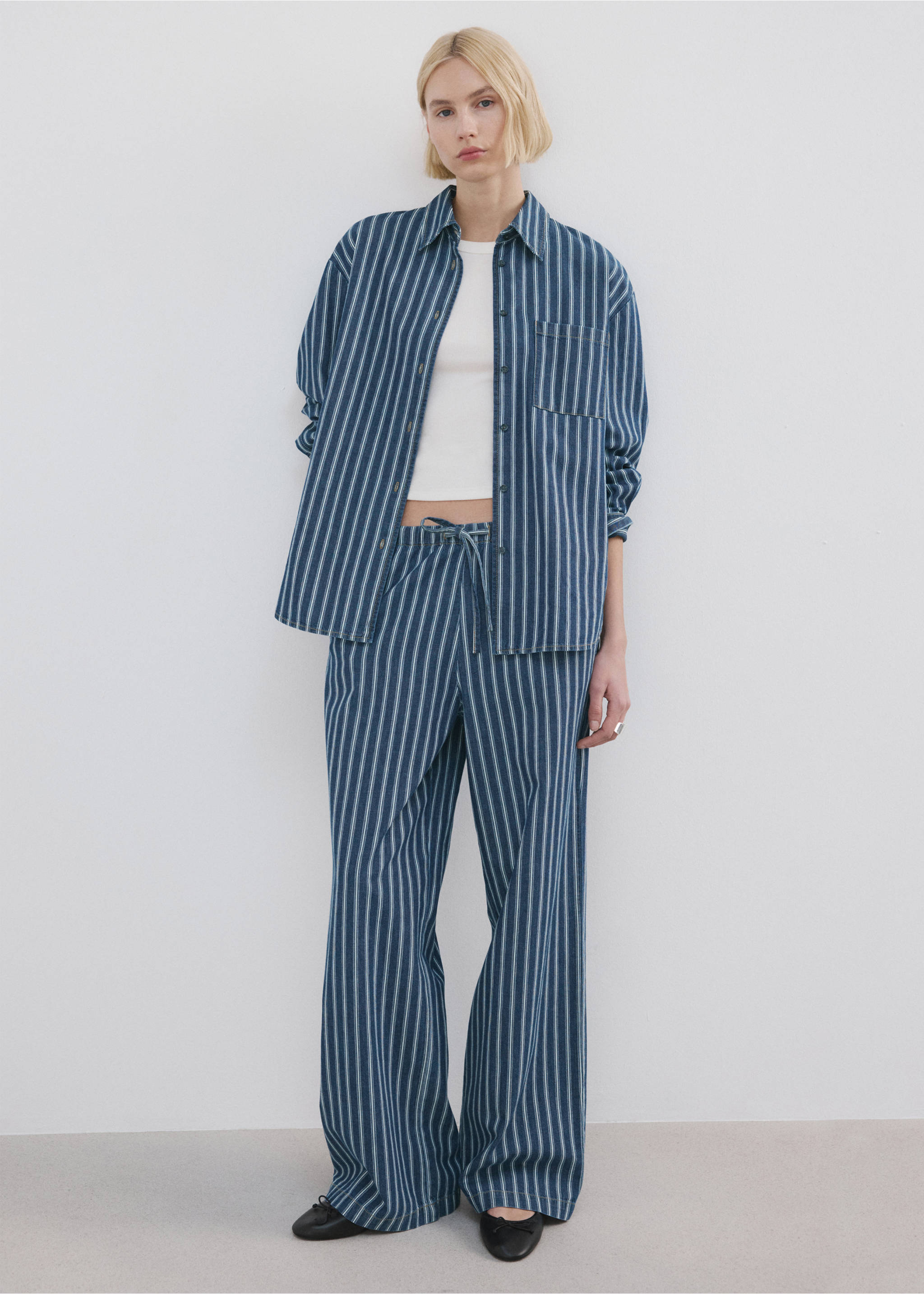 Jean rayé - Plan général, Bleu. Ref: 27066342-01.