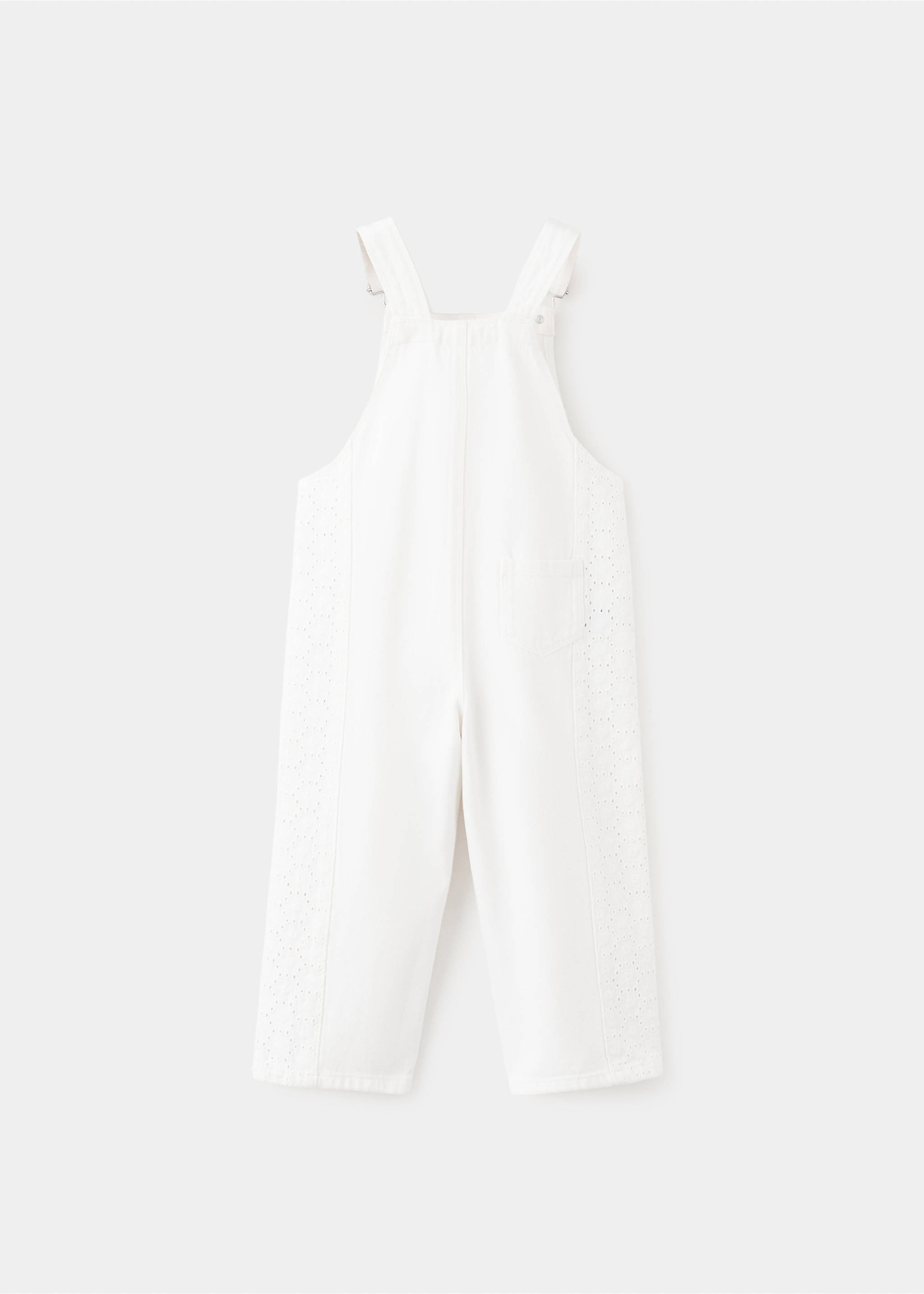 Peto denim bordado - Reverso del artículo, Blanco roto. Ref: 27066343-00.