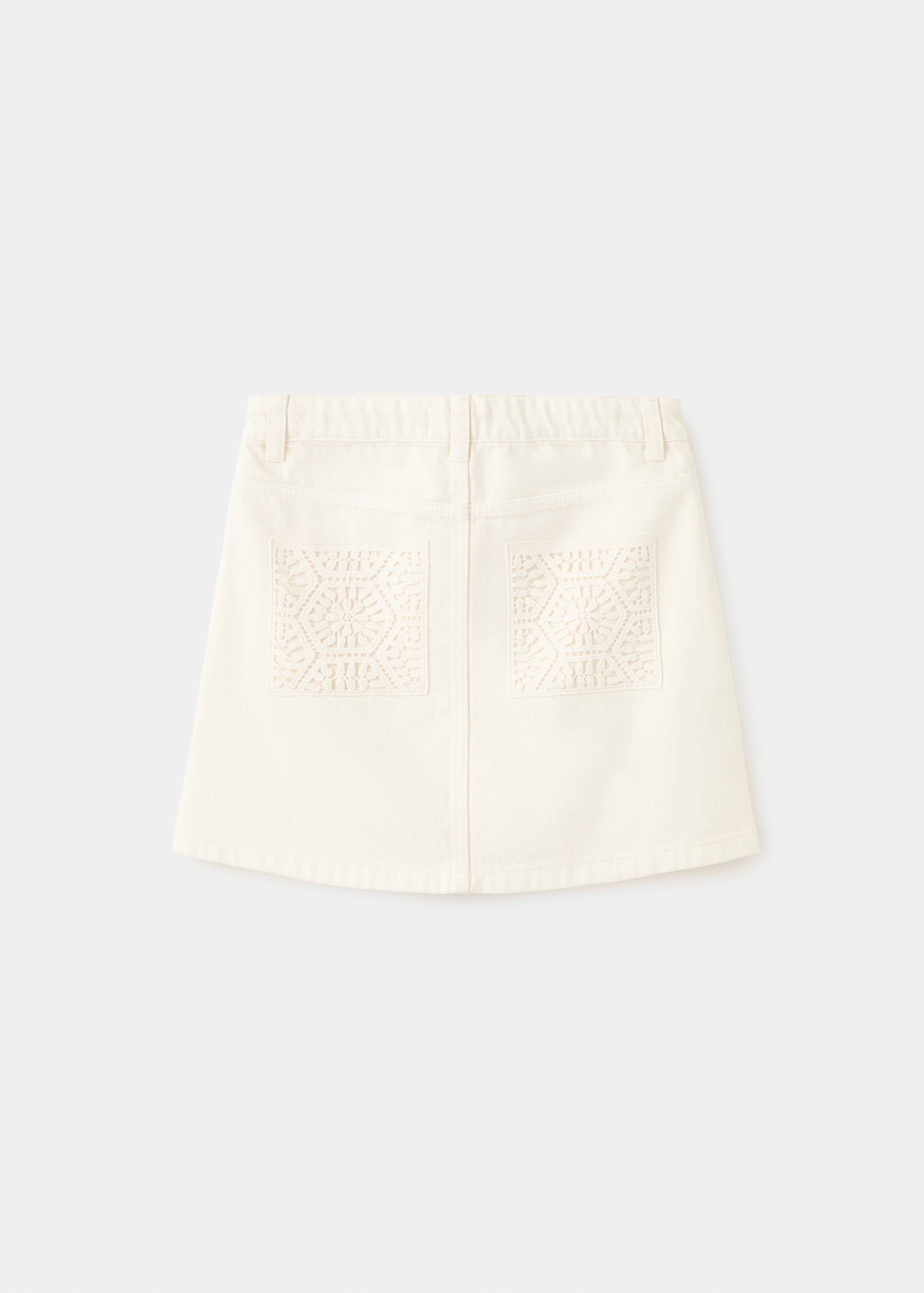 Embroidered denim short skirt - Reverse of the article