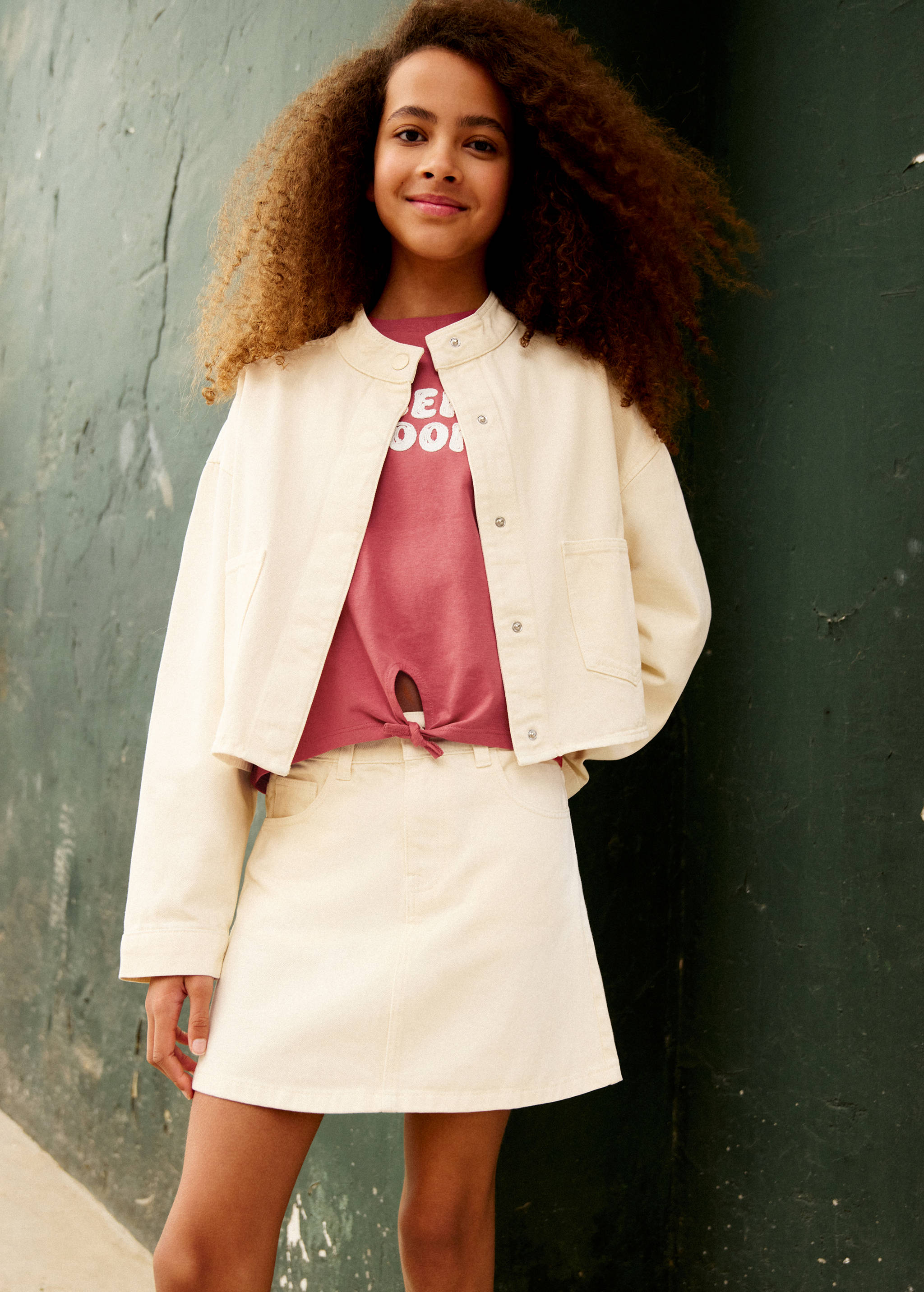 Embroidered denim short skirt - Details of the article 5