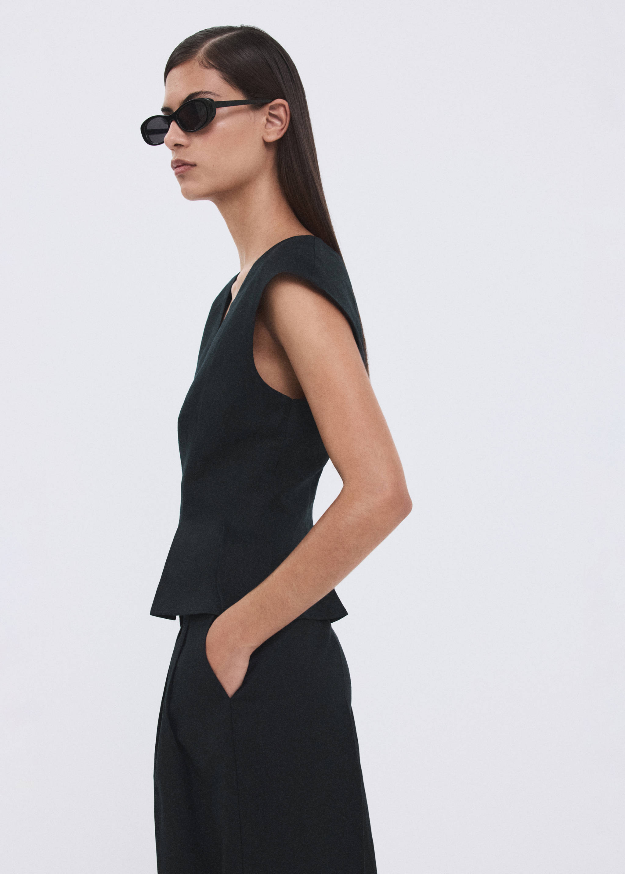 Top peplum lino - Plano medio