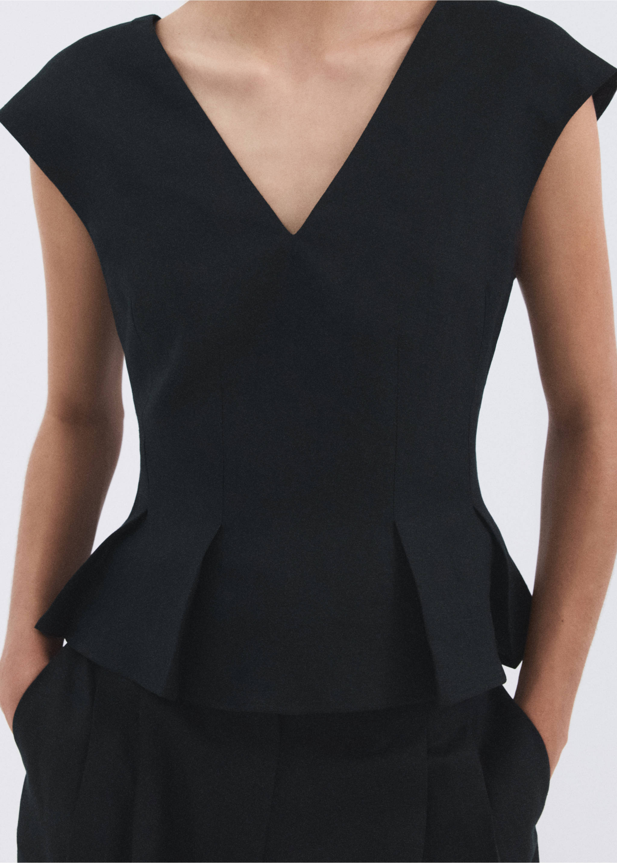 Top peplum lino - Detalle del artículo 6, Azul marino. Ref: 27066346-00.