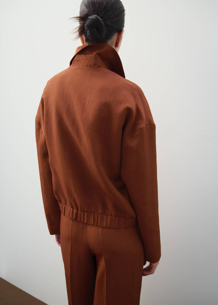Linen-blend jacket with pockets — Russet
