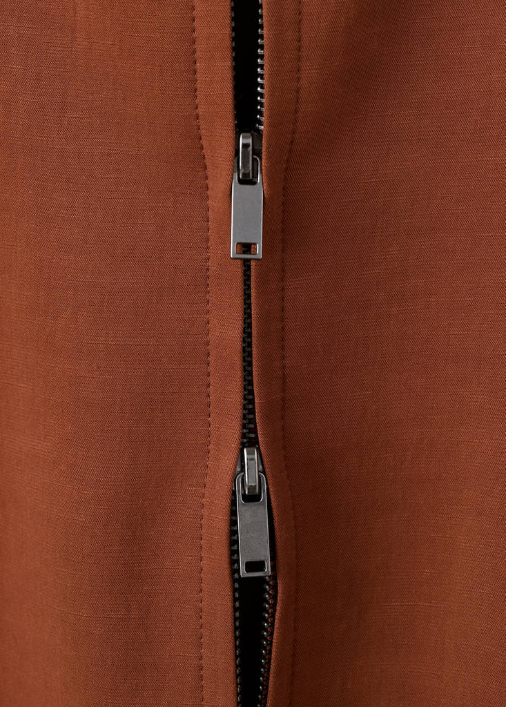 Linen-blend jacket with pockets — Russet
