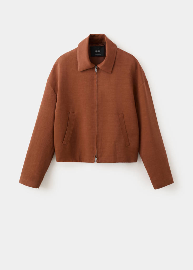 Linen-blend jacket with pockets — Russet