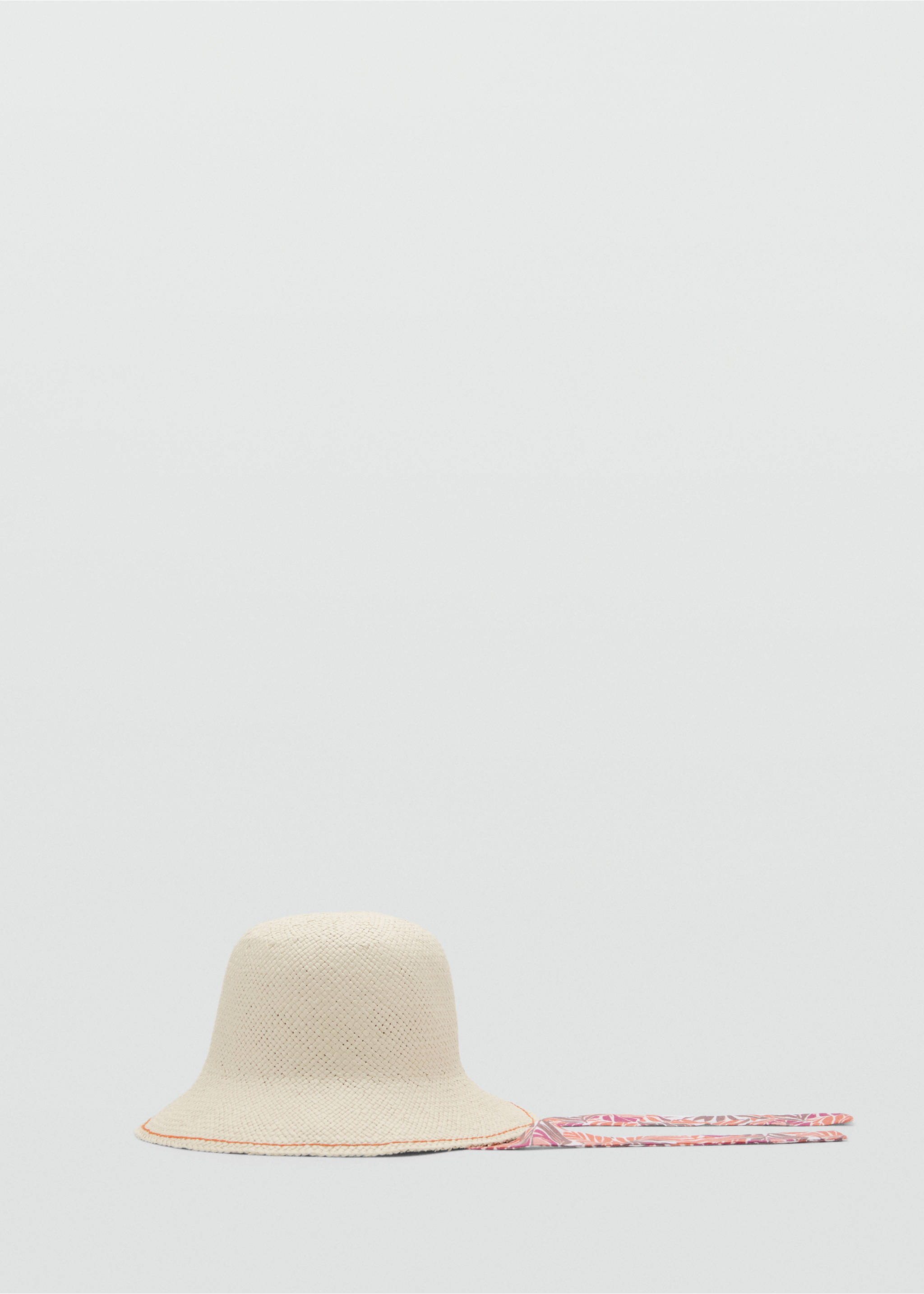 Шляпа из рафии с принтованной лентой - Изделие без модели, Песочный. Ref: 27066354-00.