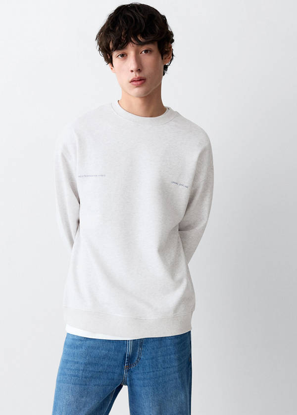 Printed cotton sweatshirt — Light Heather Grey