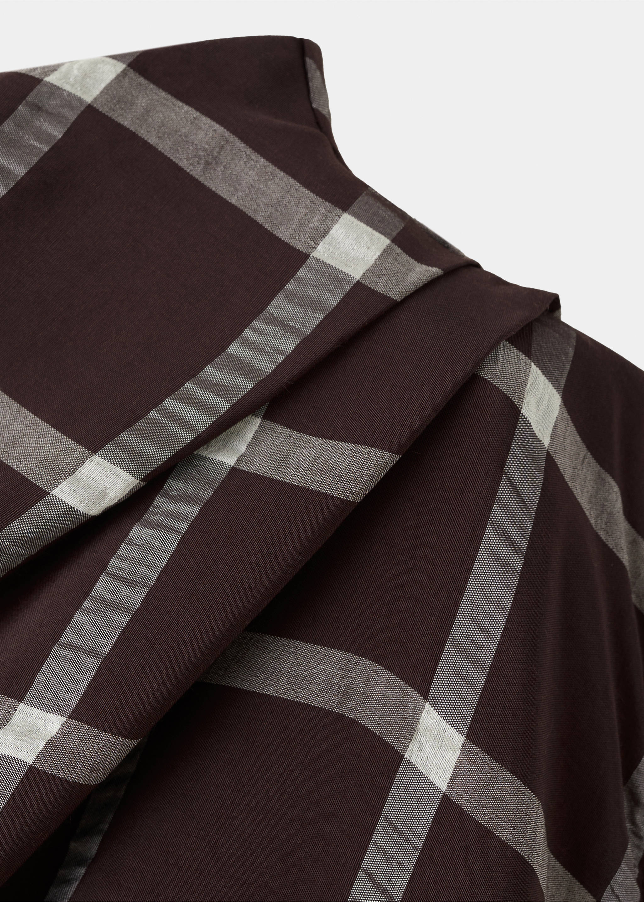 Fitted top with draped neckline - Details of the article 8, Burgundy. Ref: 27066361-00.