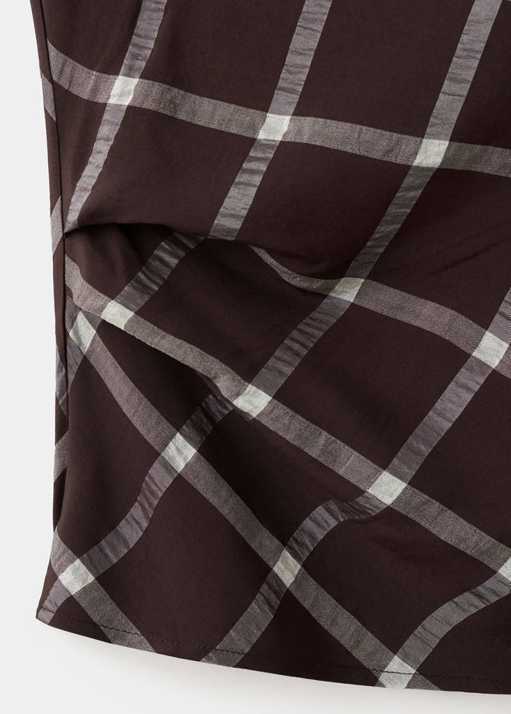 Fitted top with draped neckline — Burgundy