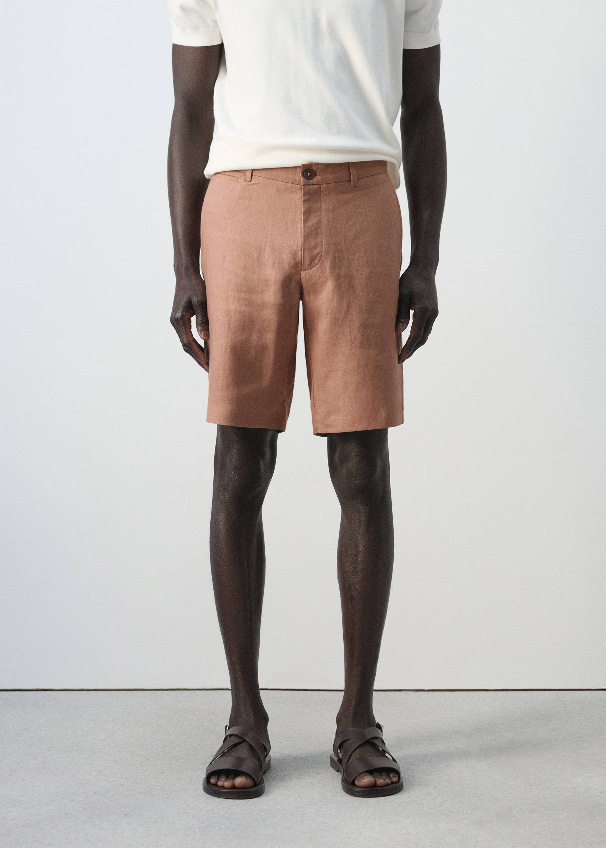 Bermudas slim fit 100% lino - Plano medio