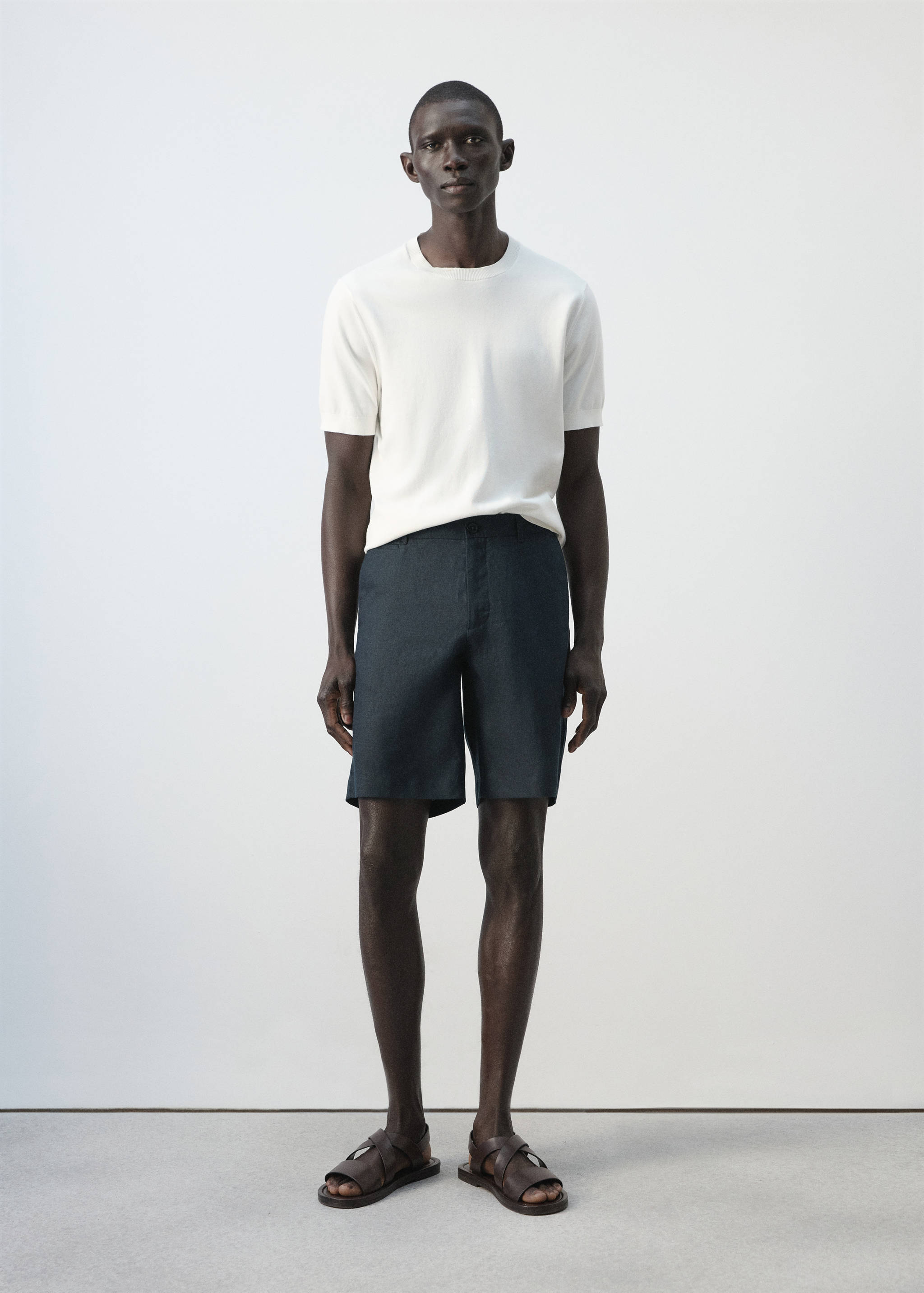 Bermuda slim-fit 100 % lin - Plan général