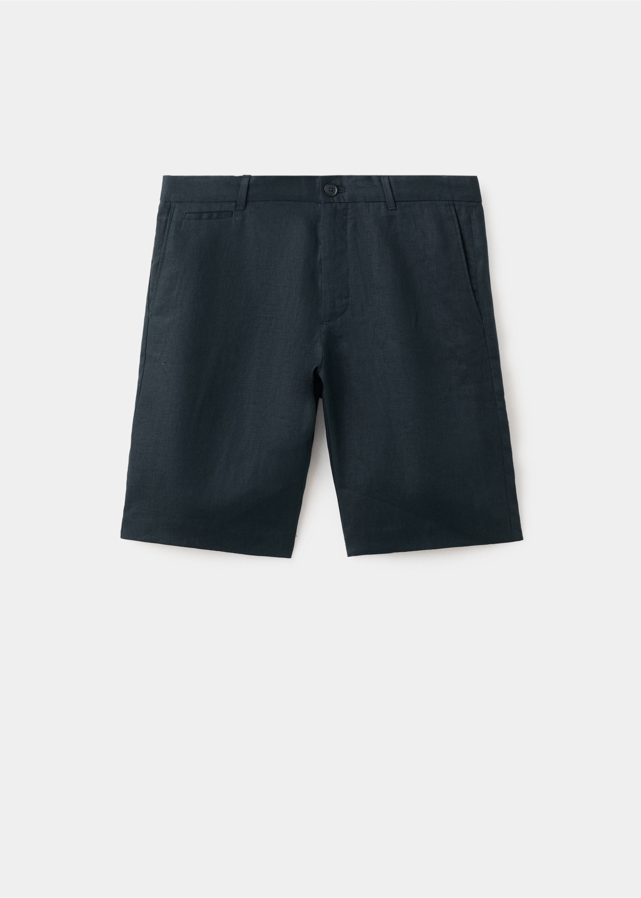 Slim-fit 100% linen bermuda shorts - Article without model, Navy. Ref: 27066709-00.