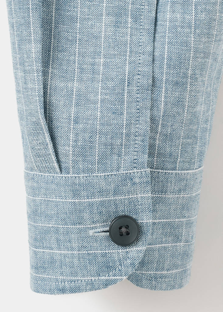 Linen and cotton blend stripe shirt — Navy
