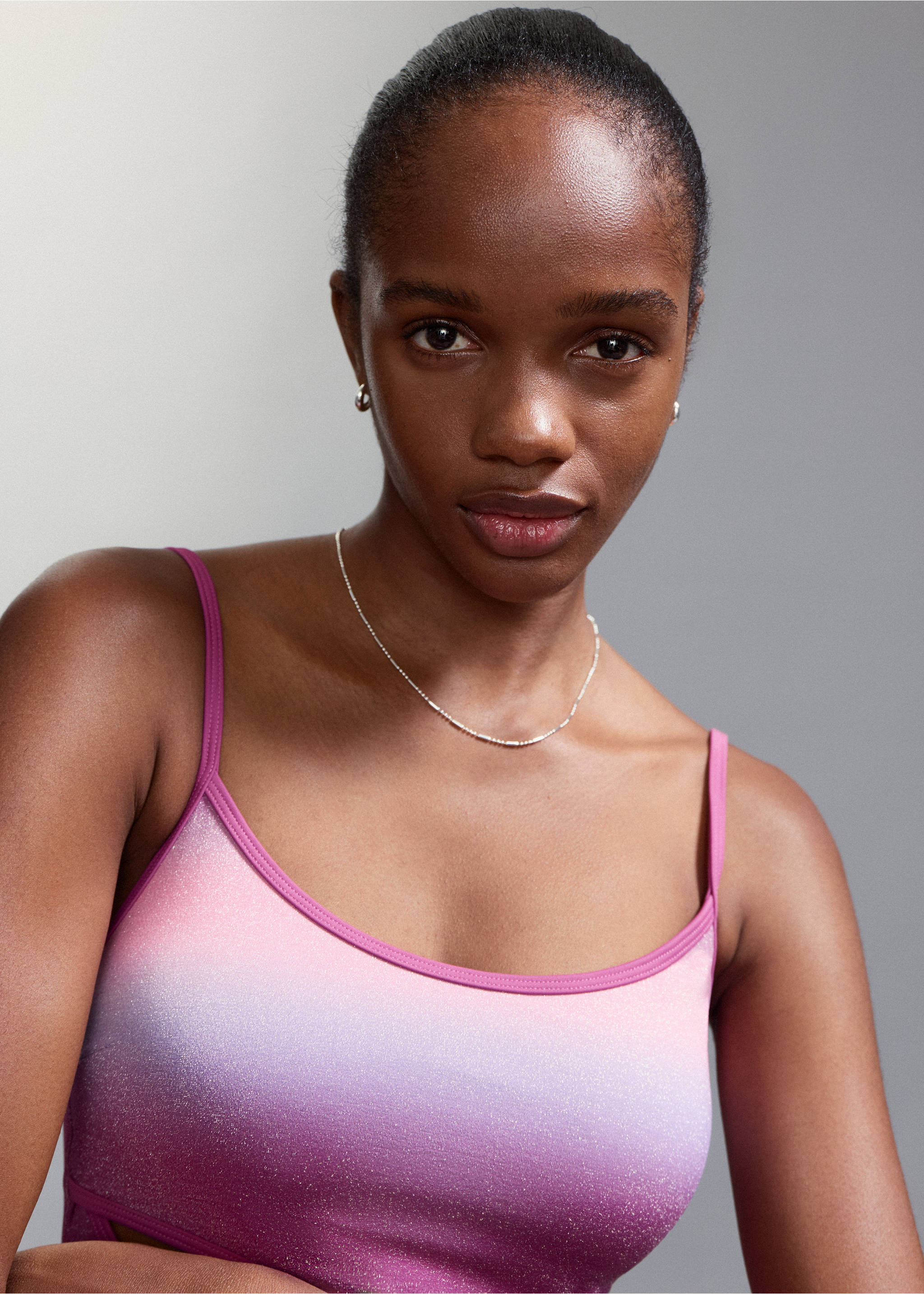 Бански с блясък и средно изрязано долнище - Данни за артикула 1, Лилаво. Ref: 27066712-00.