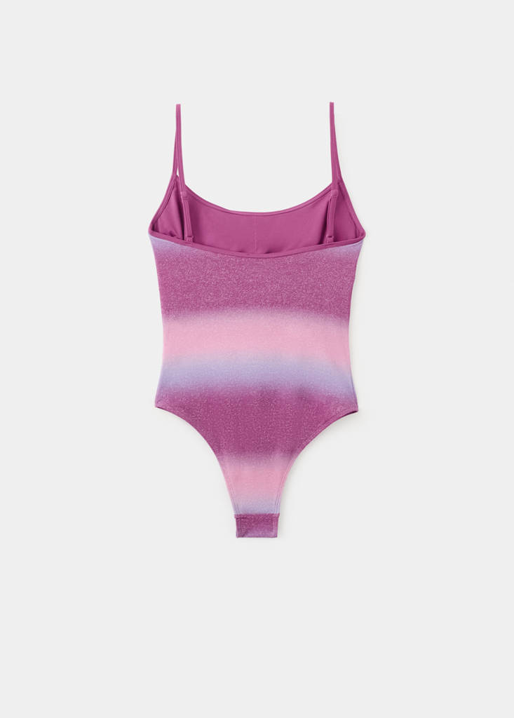 Shimmer swimsuit with mid-rise briefs — Purple