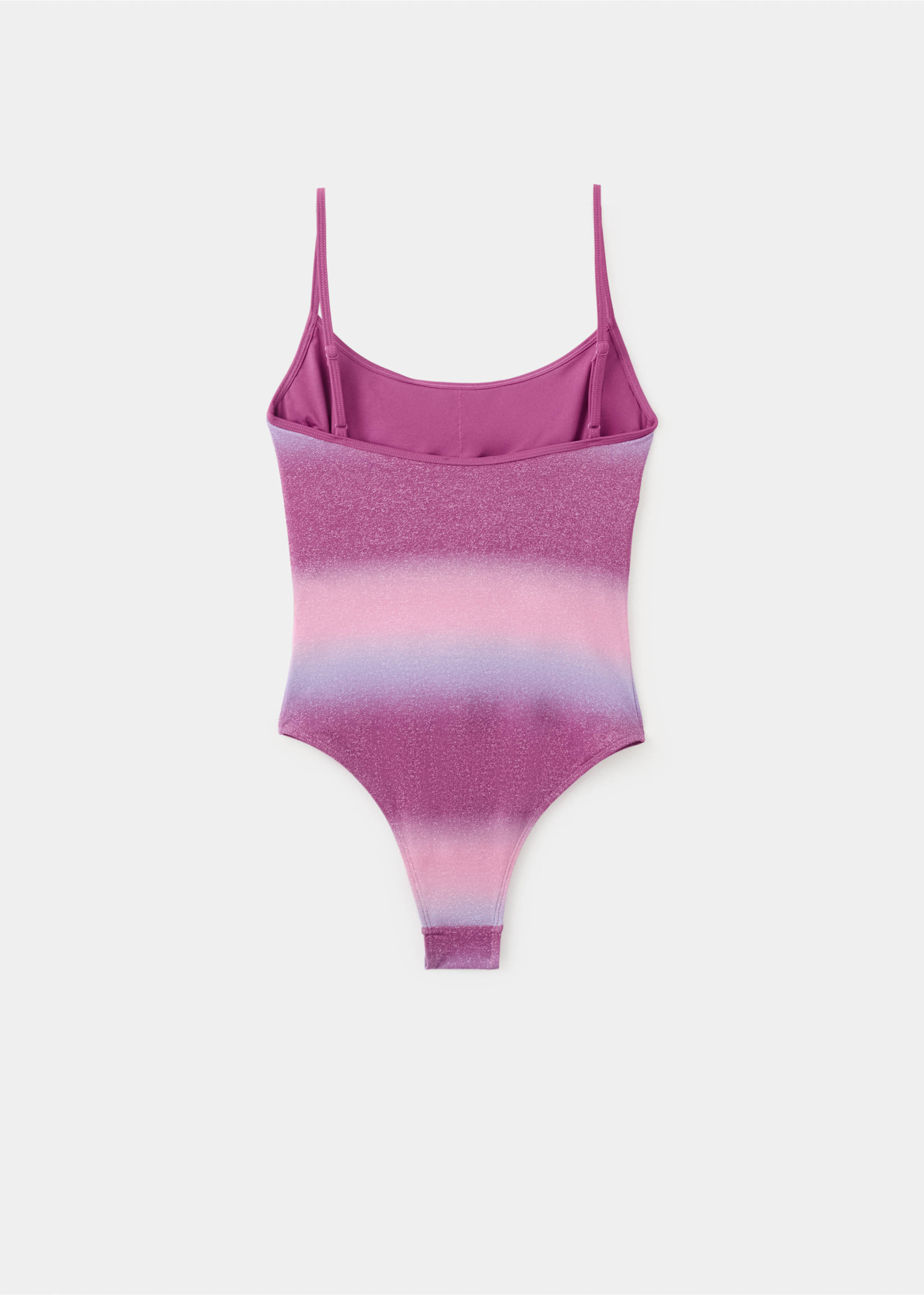 Бански с блясък и средно изрязано долнище - Обратна страна на артикула, Лилаво. Ref: 27066712-00.