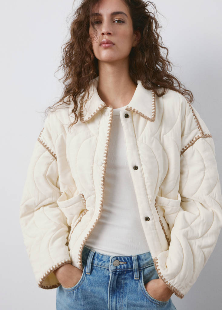 Quilted jacket with contrasting trim