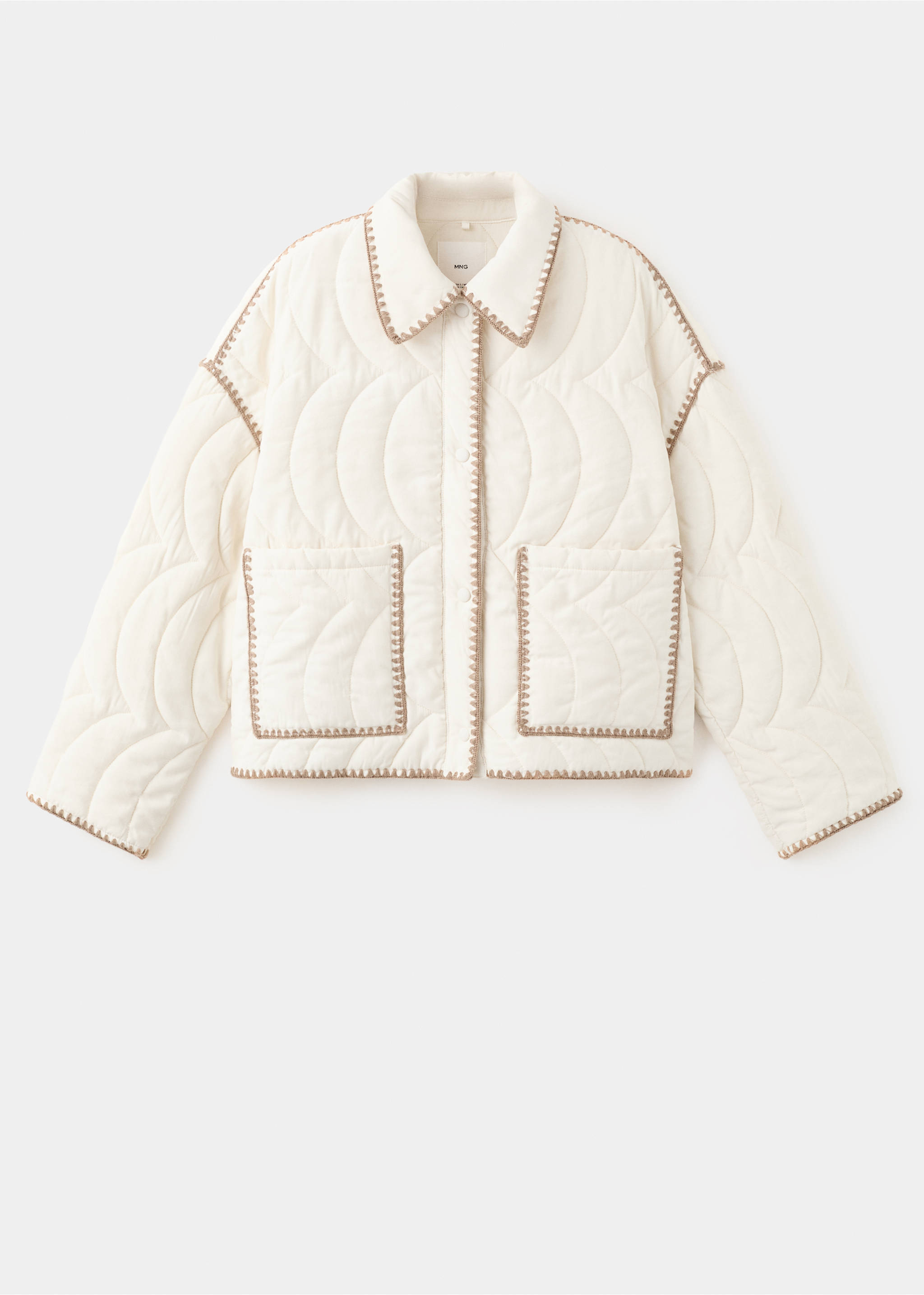 Veste rembourrée liserés contraste - Article sans modèle, Écru. Ref: 27066713-00.