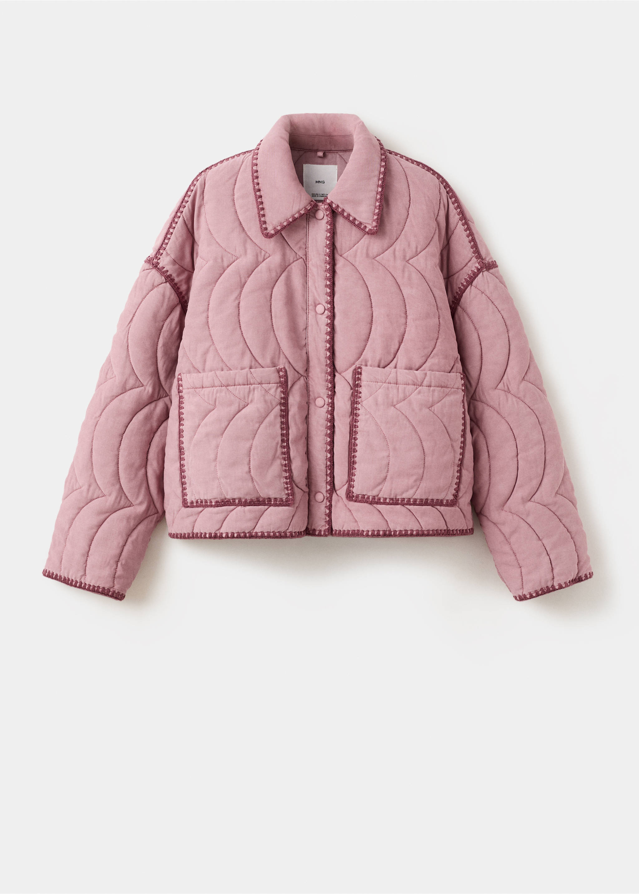 Veste rembourrée liserés contraste - Article sans modèle, Rose. Ref: 27066713-00.